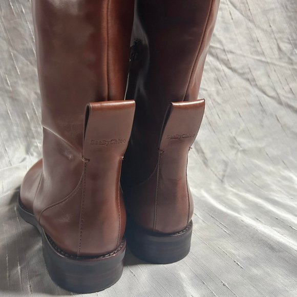 New See by Chloe brown lace trim leather boots sz 38 $450 - Picture 3 of 6